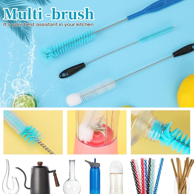 AnDock 6 Pack Bottle Brush Cleaner Set, Long Handle Stainless Steel Water Bottle Cleaner Brush for Washing Sport Bottles, Narrow Neck Bottle, Baby Bottles, Dish, Flask, Straw, Cup Cover - Image 4